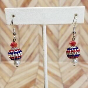 Handmade Patriotic Rhinestone Earrings